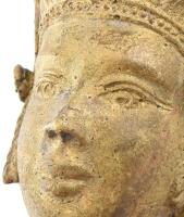 Thai Buddha fej, bronz, h: 20 cm