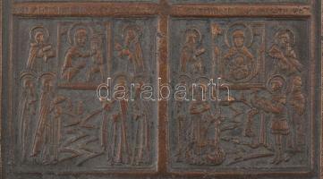 Ortodox / Pravoszláv csóktábla, bronz, kopott, 16x9,5cm