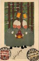 1912 Karácsony. Az Orsz. Magy. Kir. Iparművészeti iskola levelezőlapjai. Ungarische Werkstätte No. 2028. / Hungarian art postcard, Christmas