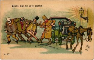 1899 (Vorläufer) Teufel, hat der aber geladen! Humor litho + BROOD-BUDAPEST 31. SZ. vasúti mozgóposta