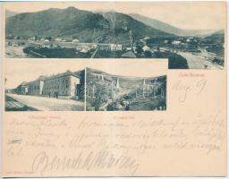 1902 Csíkgyimes, Csík-Gyimes, Ghimes; vasútállomás, Karakkói vasúti híd. Adler Alfréd, két részes kinyitható panorámalap / railway station and bridge, viaduct. 2-tiled folding panoramacard