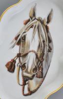 Herendi tálka lófej mintával. Kézzel festett, jelzett (150. évforduló), hibátlan, 13,5x9,5 cm