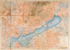 cca 1910 Balaton és környékének turista térképe. Schubert Ignác. Kartonra kasírozva 68x59 cm Kissé megviselt