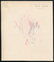 Tóth Gyula (1891-1970): Madarak. Színes ceruza, papír, jelzés nélkül, hátoldalán feliratozott, lap j...