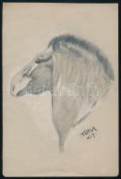 Tóth Gyula (1891-1970): Vadló, 1917. Ceruza, papír, jelzett, 18,5x12,5 cm