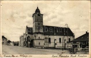 1942 Vasvár, Szent Domonkos rendi templom, Radió, órás, ékszerész és látszerész üzlete (EB)