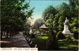 Balatonalmádi, Park sétány, Kossuth szobor. Özv. Pethe Viktorné kiadása (EK)