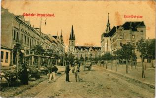 1908 Kaposvár, Erzsébet utca, piac árusokkal. W.L. 2565. (EK)