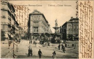 1906 Budapest VIII. Baross utca és Üllői út, Kálvin tér, villamos (EK)