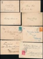 cca 1930 8 db címeres és monogramos névjegy, némelyik borítékkal