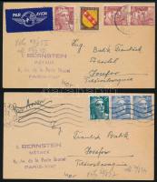 cca 1910 2 db sakkfeladvány levelezőlap Párizsból Csehszlovákjába / Chess postal stationery