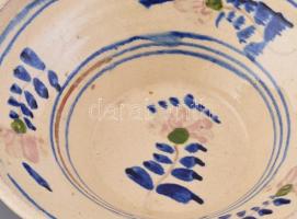 Antik népi erdélyi kerámia tál, korának megfelelő állapotban. d: 24 cm