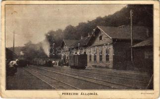 1924 Pereces (Miskolc), bányatelepi vasútállomás, kisvasút gőzmozdony (EB)