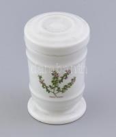 Ononis spinosa (tövises iglice) porcelán patika edény, jelzés nélkül, kopásnyomokkal, m: 11 cm