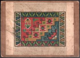 cca 1900 3 db keresztszemes hímzés minta, Bruno Börner Berlin, kartonra kasírozva, kopott, foltos, 1...