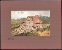 cca 1910 5 db francia art nouveau és szecessziós épületekről, villákról készült színes ofszet nyomat...