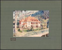 cca 1910 5 db francia art nouveau és szecessziós épületekről, villákról készült színes ofszet nyomat...