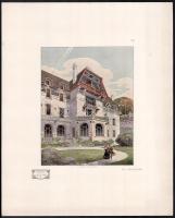 cca 1910 5 db francia art nouveau és szecessziós épületekről, villákról készült színes ofszet nyomat...