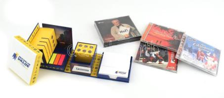 4 db műsoros CD + Michelin hiányos írószertartó kocka