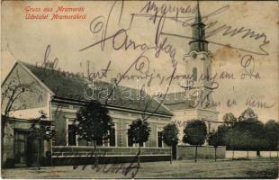 1909 Homokos, Mramorak; Fő utca, Római katolikus templom / main street, church (EK)