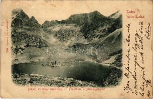 1900 Tátra, Vysoké Tatry; Tengerszem-csúcs, Békató / Meeraugspitze, Frosch See / mountain peak, lake (Rb)