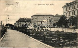 1906 Pozsony, Pressburg, Bratislava; Gróf Batthyány Lajos kőpart. Pressburger Mihály kiadása / street