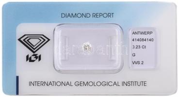 Brilliáns csiszolású gyémánt 0,23 carat, color: G., VVS 2, Good cut (3,90-4,02-2,4 mm), certifikáttal. (IGI)