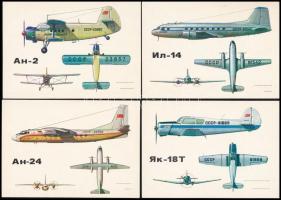 1989 Szovjet utasszállító repülőgépek, 16 db sorszámos lap ismertető szöveggel