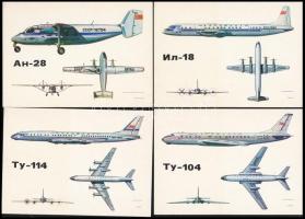1989 Szovjet utasszállító repülőgépek, 16 db sorszámos lap ismertető szöveggel