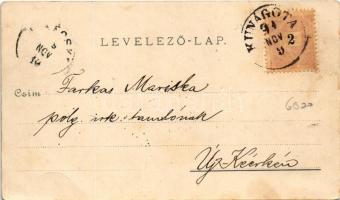 1899 (Vorläufer) Arad, Vértanú szobor, Színház épület, lóvasút, Városháza. Lengyel Lipót kiadása / m...