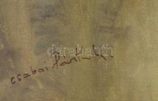 Csabai Pantl László (1904-1982): Őszi táj. Olaj, vászon, Jelzett, üvegezett keretben. 55x80 cm