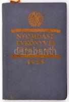 Nyomdász évkönyv és utikalauz. Kiadja a Magyarországi könyvnyomdászok és betűöntők segélyező - egyesülete. Novitzky N. László (szerk).  Bp., 1925. I.díjjal jutalmazott pályamunka. Gazdagon illusztrált, fekete-fehér és részben színes illusztrációkkal. Kiadói aranyozott egészvászon kötésben. Jó állapotban.
