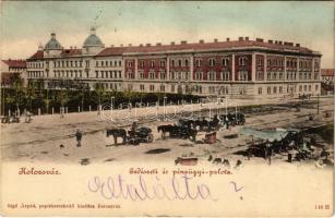 1901 Kolozsvár, Cluj; Erdészeti és pénzügyi palota, piac. Rigó Árpád kiadása / forestry and financial palaces, market