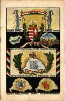 1938 Szózat. Hazádnak légy híve ó szenvedő magyar, kérd az egek urát hallgassa meg népe fájdalmas panaszát. Kérjed Nagyasszonyunk, kis bástyaként őriz: Adja vissza nekünk, vérünkkel áztatott Magyarországot! 444/1938 Fülöp Mihály, Farkas testvérek kiadása / Hungarian irredenta art + &quot;1938 Kassa visszatért&quot; So. Stpl (kis szakadások / small tears)