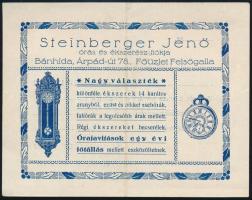 1935 Steinberger Jenő órás és ékszerész fiókja, Bánhida jótállási jegy
