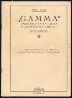 1930 Gamma Finommechanikai Gépek és Készülékek Gyára Rt., a gyár fejlődésének ismertetése a cég 10 éves fennállásának alkalmából