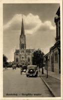 1942 Szombathely, Evangélikus templom, autó (EK)