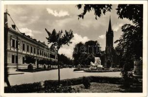 1948 Zalaegerszeg, Csány László tér, templom, Hősök szobra, M. kir. csendőrlaktanya
