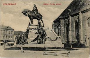 1911 Kolozsvár, Cluj; Mátyás király szobor / statue