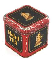 Meinl teás doboz, régi, kopásokkal, 10x10cm