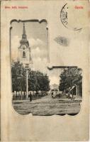 1910 Gyula, Római katolikus templom, üzlet. Szedő E. kiadása (ragasztónyom / glue marks)