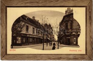 1910 Győr, Kazinczy utca, Fiume kávéház, üzletek (EB)