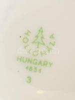 Hollóházi mokkás csésze, 6db és cukortartó 1db, eredeti dobozban, jelzett, hibátlan,