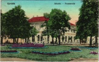 1915 Újvidék, Novi Sad, Neusatz; Sétatér, Fabry szálloda / Promenade, hotel