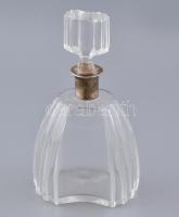 Ezüst (Ag) szájú, Art Deco likőrös üveg, jelzett, hibátlan, m: 25,5 cm