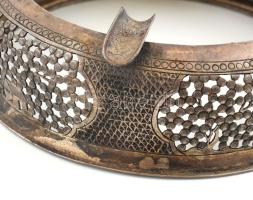 Ezüst (Ag) hamutál, üveg hiánnyal, jelzett, d: 12 cm, nettó: 62g