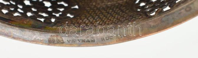 Ezüst (Ag) hamutál, üveg hiánnyal, jelzett, d: 12 cm, nettó: 62g