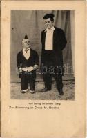 Zur Erinnerung an Circus M. Beketow - Tom Belling mit seinem Zwerg. Verlag Johs. Ehmke, Kiel / cirkuszi bohócok (EK)