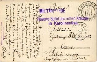 1914 Osztrák-magyar sebesült katonák a prágai Karlín Vöröskeresztes tartalékos kórház udvarán / WWI ...