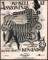 1919 Mi kell az asszonynak? (Dal). Szövegét írta: Kalmár Tibor, zenéjét szerzette: Kún Andor. Bp., 1919, Komédia, 5 p. Román cenzor által cenzúrázott (Cenzurat: Dr. Muresian). Tulajdonosi névbejegyzéssel.